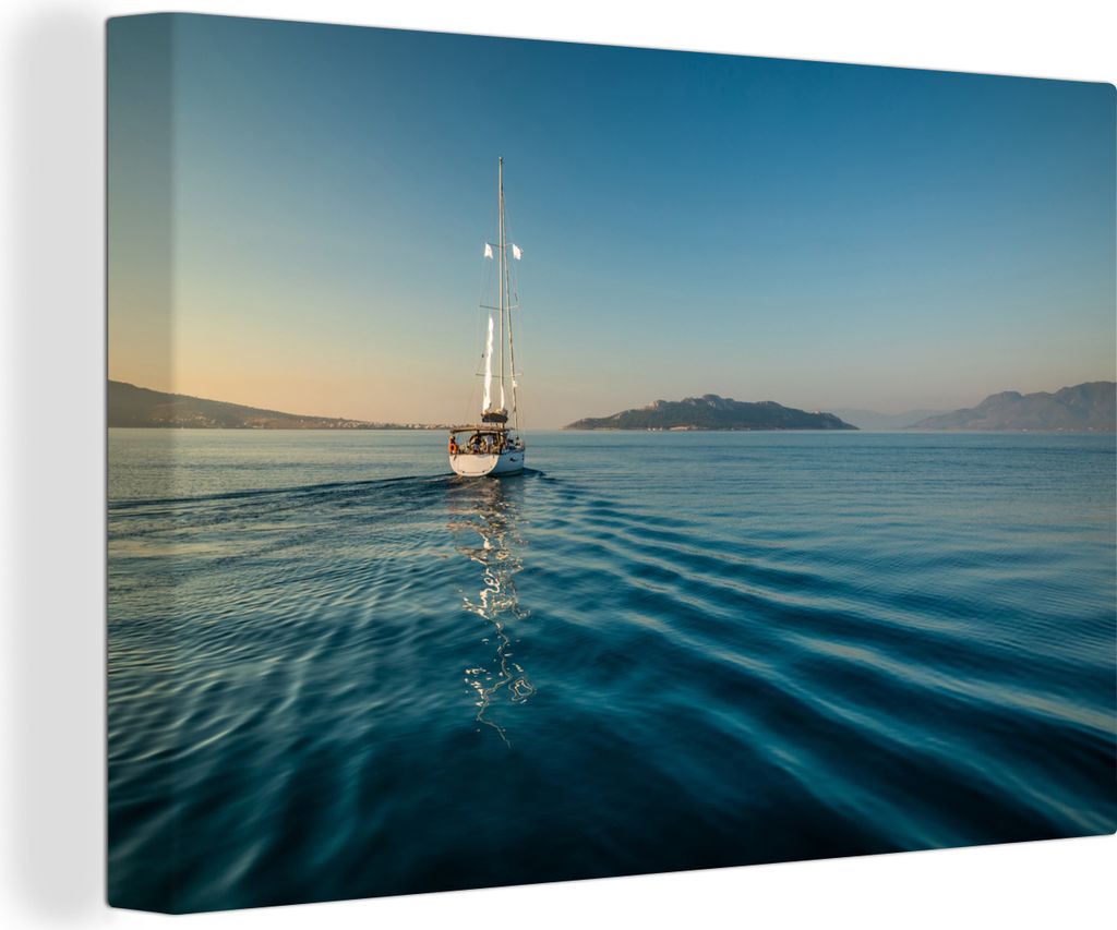 OneMillionCanvasses - Leinwandbilder - 140x90 cm, Einsames Segelboot in Griechenland, Wandbilder Kunstdruck Wanddekoration - Foto auf Leinwand - ...