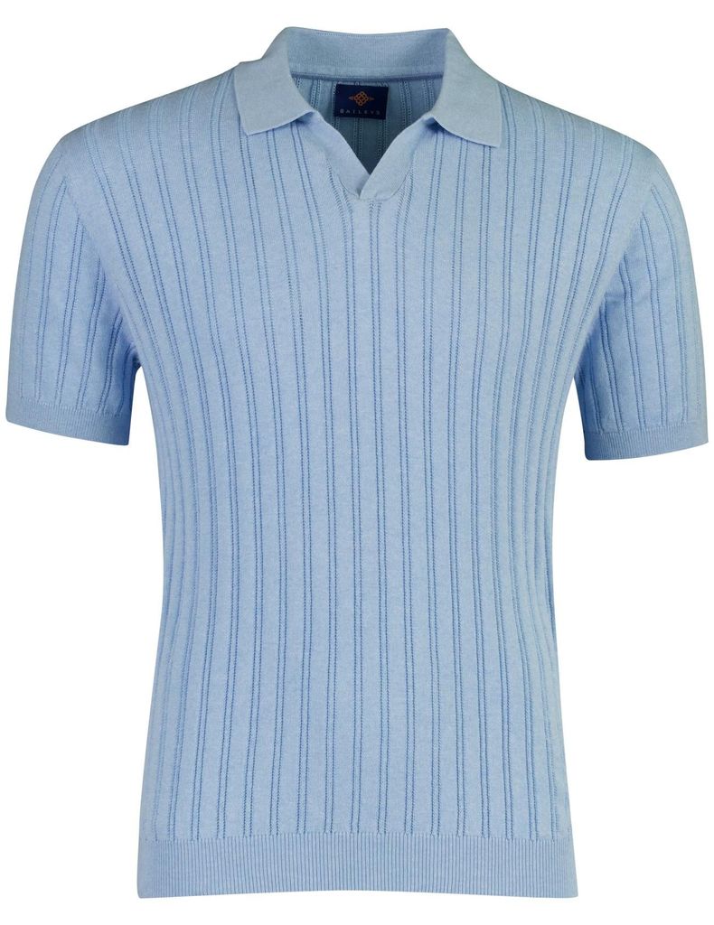 V-Ausschnitt Polo hellblau Baileys gestreift