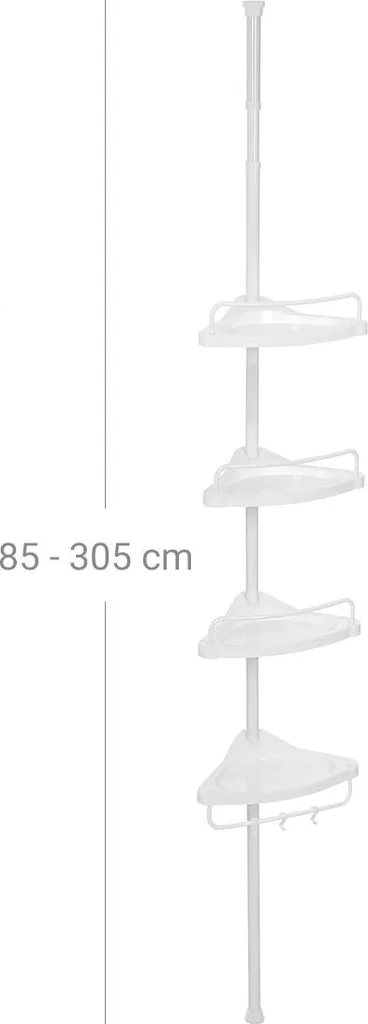 Tablette de douche télescopique blanche 85-305 cm réglable en acier