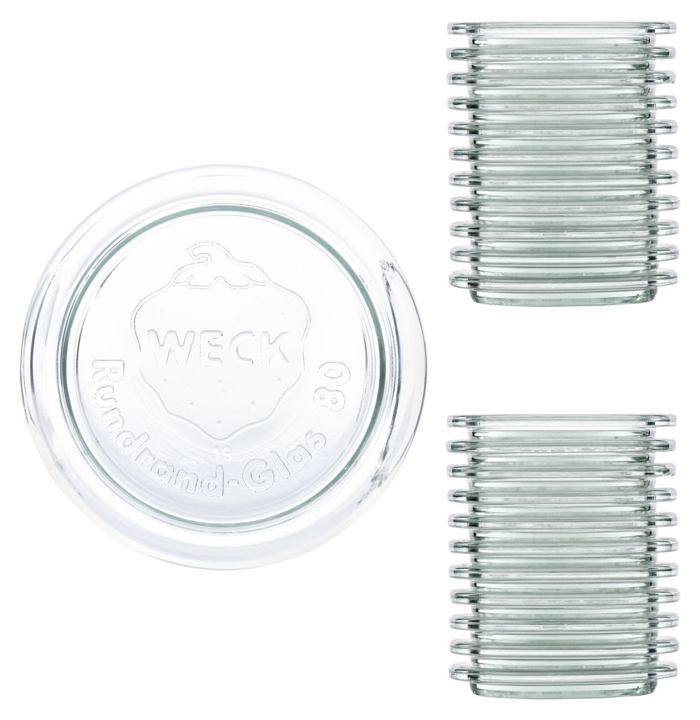 24er Set WECK Glasdeckel RR80 + Rezeptheft Ersatz-Deckel Produktbild 