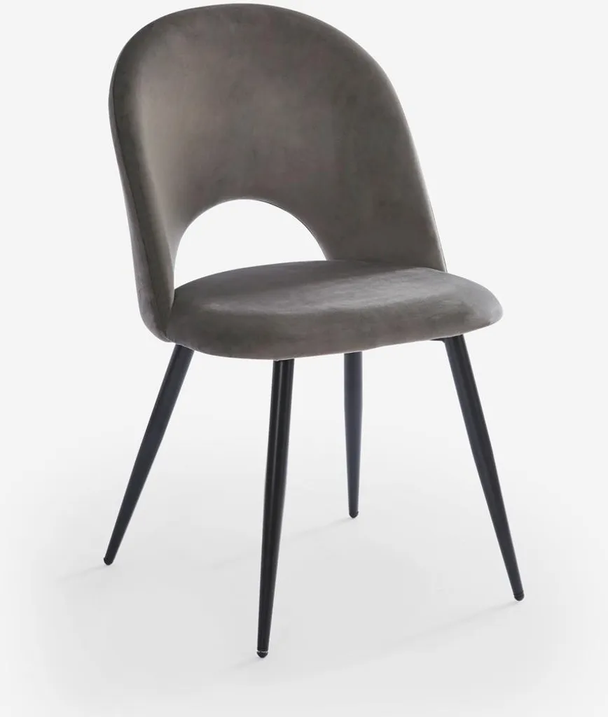 Chaise moderne beige en velours capitonné pour cuisine et salon Zarda
