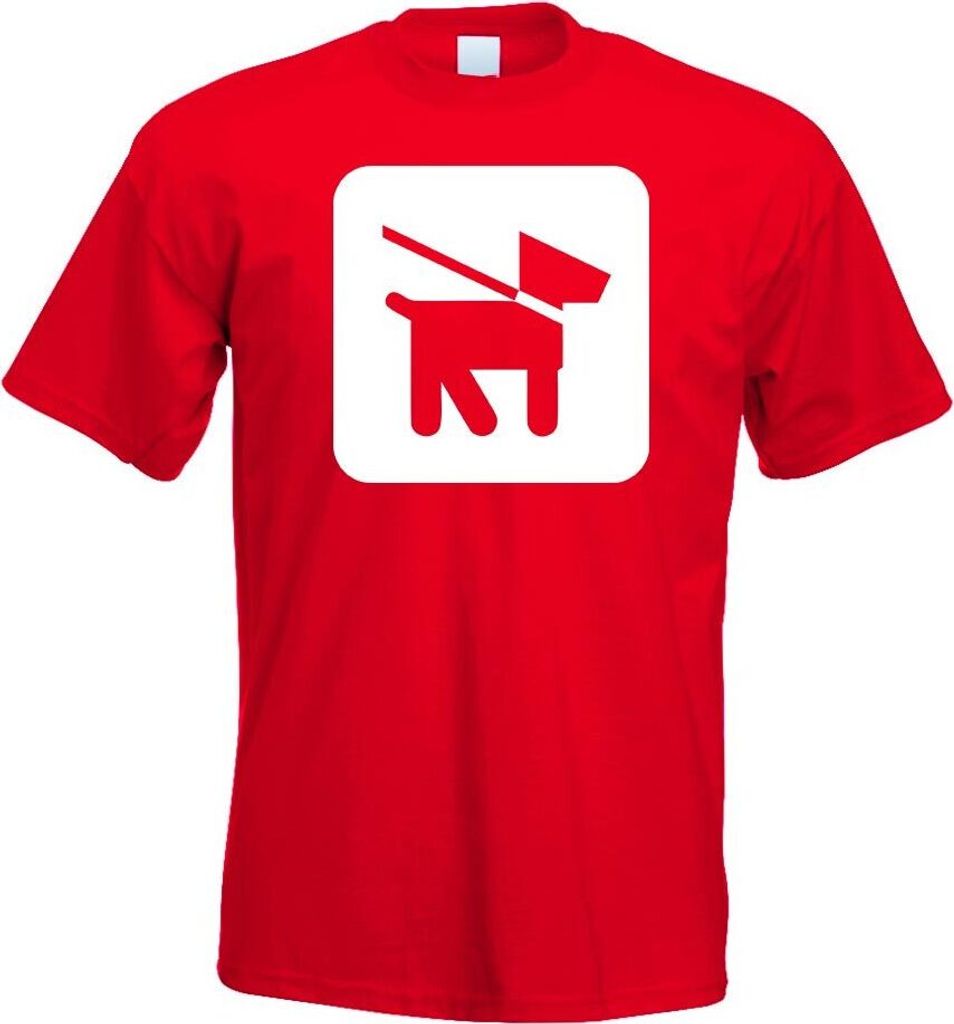 Kiwistar - T-Shirt - rot - Hunde Leinenzwang Piktogramme Herren Funshirt Bedruckt Design Sprüche Spruch Motive - mit Motiv Bedruckt - Funshirt Des...