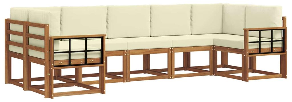 vidaXL Outdoor-Sofagarnitur mit Kissen 7 pcs Natur und Creme