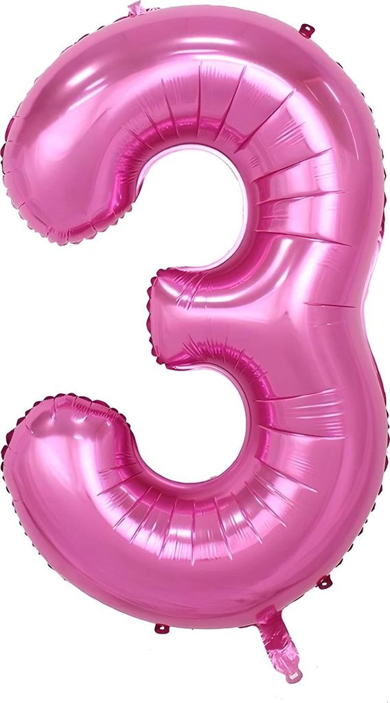 Balon foliowy nr 3, ok. 100 cm, różowy Zdjęcie produktu 