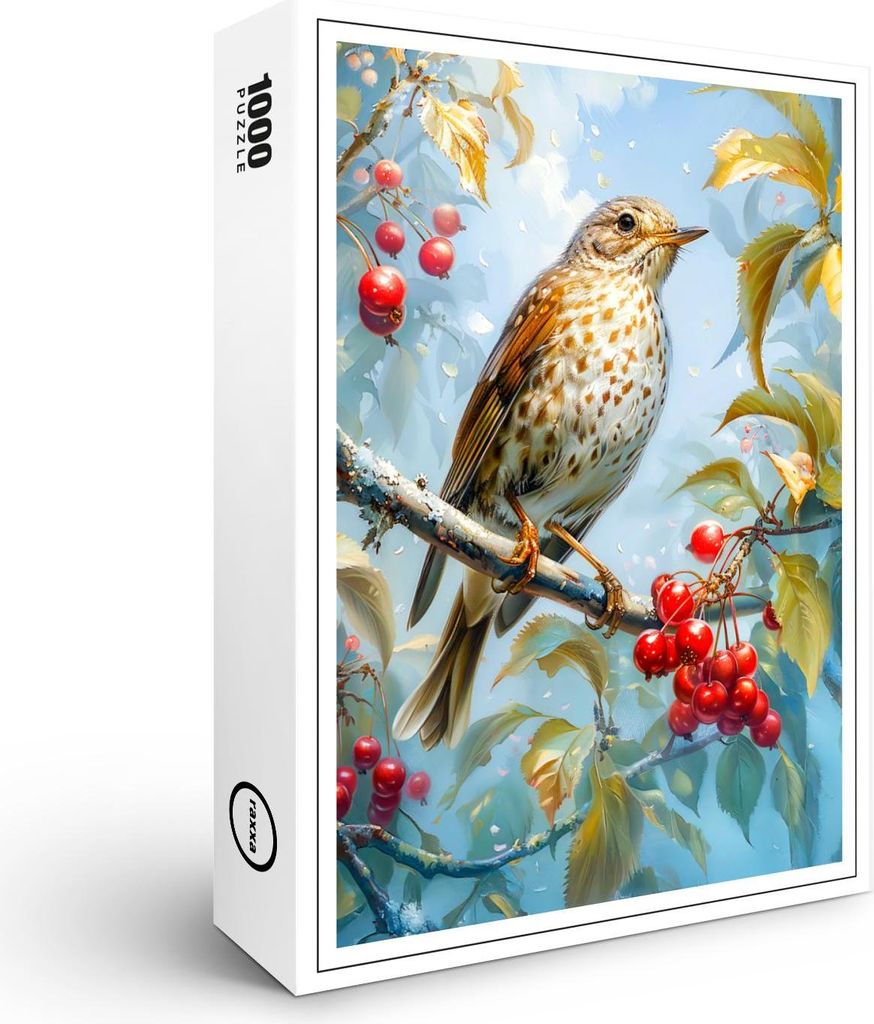 raxxa Premium-Puzzle "Fieldfare in Winter Landscape Impressionist Art", 1000 Teile