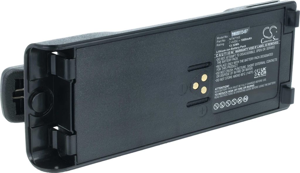 vhbw Akku Ersatz für Motorola NTN7143A, NTN7143, FuG11b, NTN7143CR, NTN7143B für Funkgerät, Walkie Talkie (1800 mAh, 7,4 V, Li-Ion) + Gürtelclip