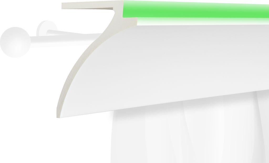 LED Vorhangblende aus Polyurethan- Indirekte Beleuchtung mit Stuckleisten, leicht & lichtundurchlässig - (16 Meter KF802) Vorhang Gardinen Leiste ...