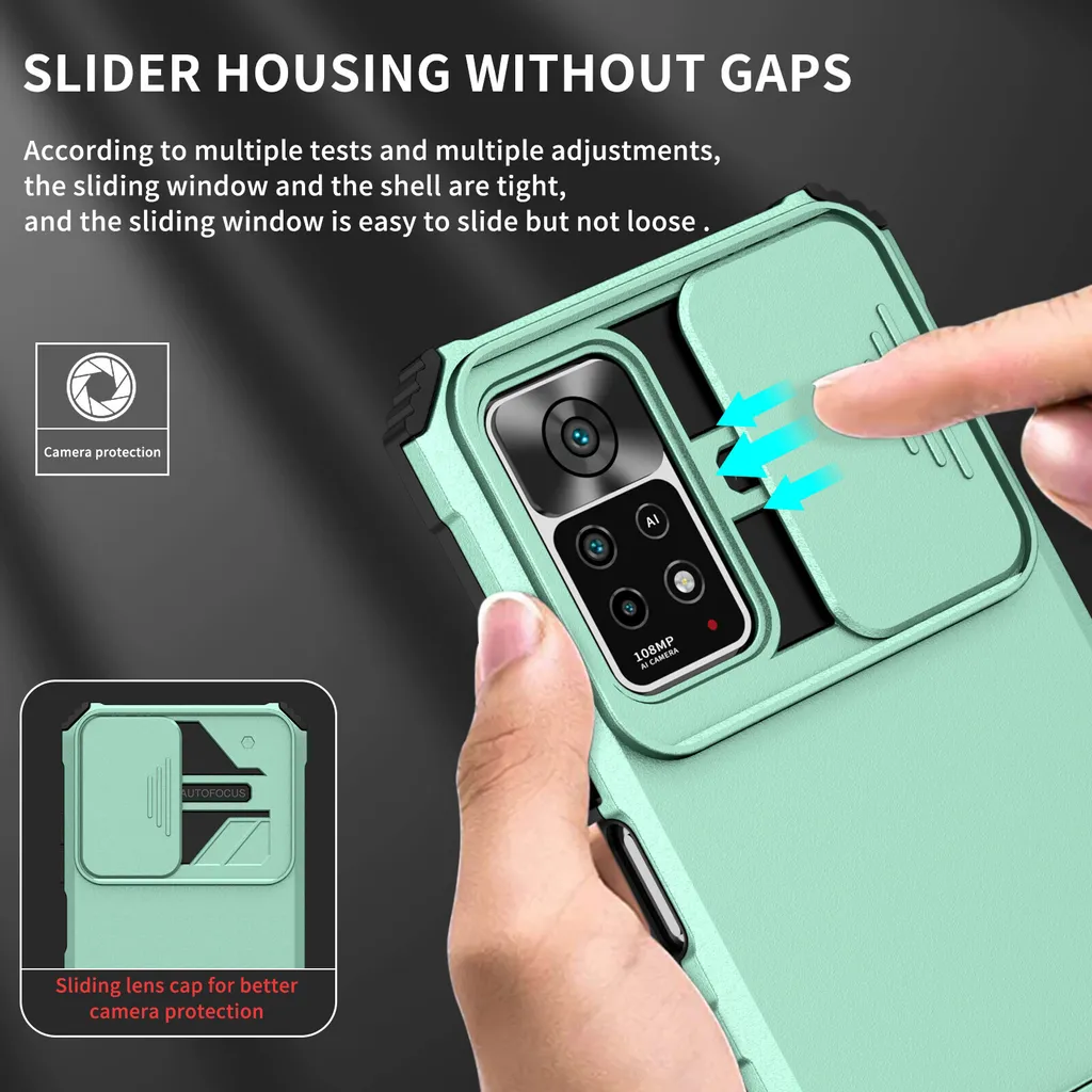 Xinyunew Cover Per Xiaomi Redmi Note 11 4G / Note 11S – Custodia Antiurto A 3 Strati Con Supporto Regolabile E Fibbia Per Cintura. Protezione Grado Militare, Colore Verde Chiaro.