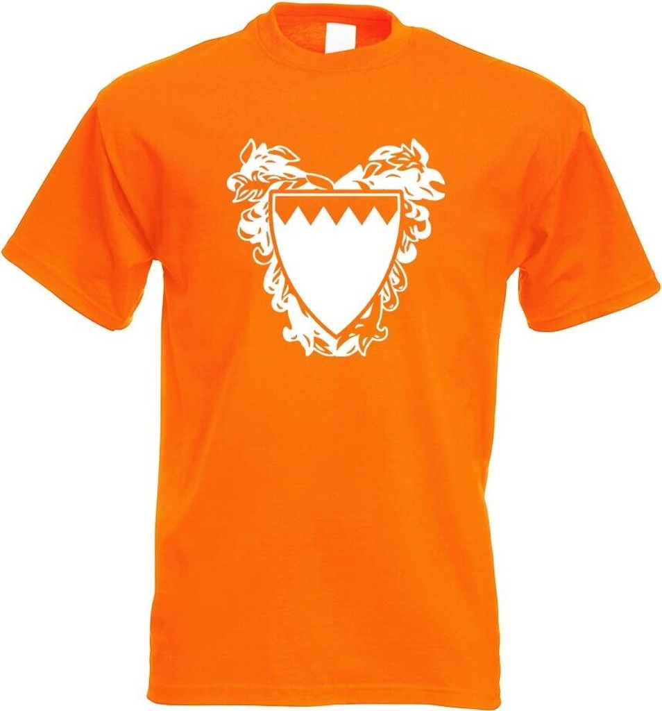 Kiwistar - T-Shirt - orange - Bahrain Wappen Motiv Bedruckt Funshirt Design Print - mit Motiv Bedruckt - Funshirt Design - Sport - Freizeit - Herre...