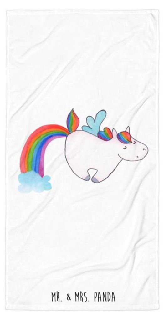 Mr. & Mrs. Panda Strandtuch Einhorn Fliegendes Pferd - Weiß - Geschenk, Spielen, Duschtuch, Badelaken, Glitzer, Realität, Unicorn, Regenbogen, Ha...