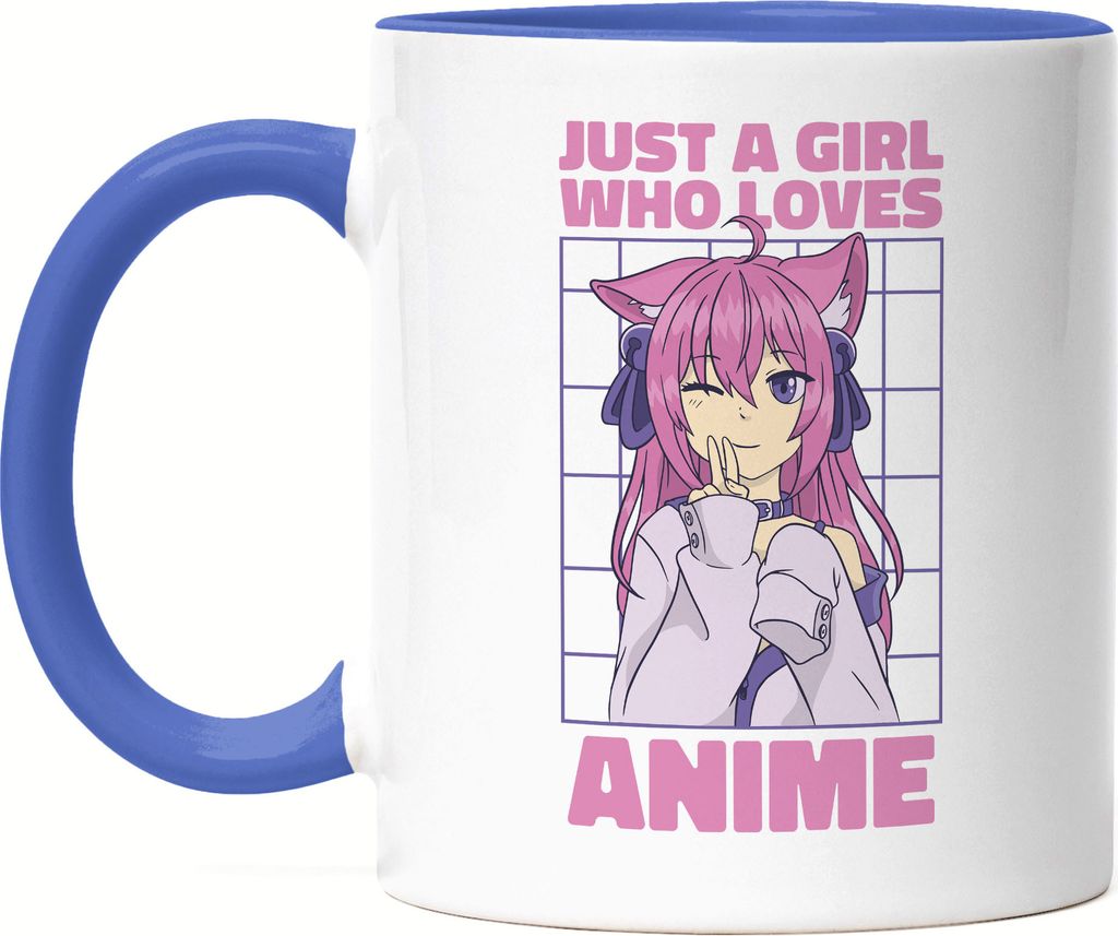 Just A Girl Who Loves Anime Tasse Blau Otaku Baka Manga Comic Geschenkidee Fans