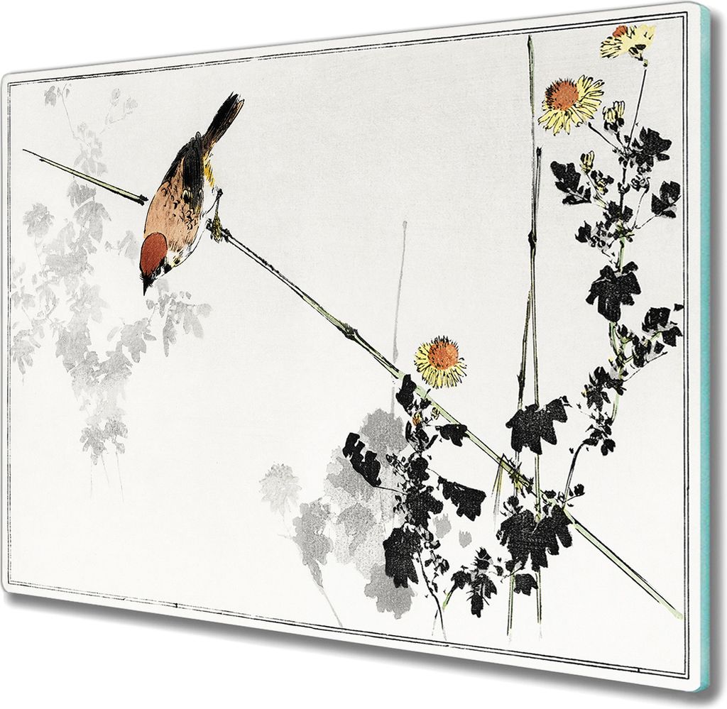 Coloray Hackbrett Herdabdeckplatte 60x52 cm Küchenbrett Kochplattenabdeckung Schneidebrett - Tier Vogel Spatz