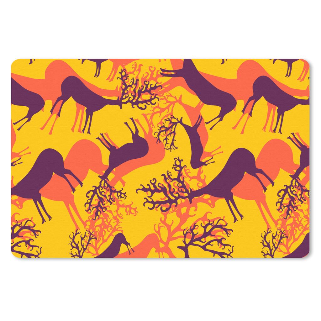 MuchoWow Schreibtischunterlage Muster - Hirsche - Farben 60x40 cm - XXL Mauspad - Großes Mauspad