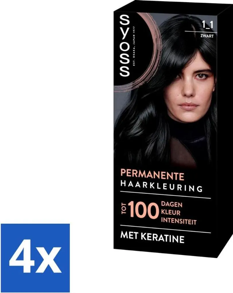 OFFERTA Syoss Nero 1-1 - Tinta Capelli Professionale Pack 4x