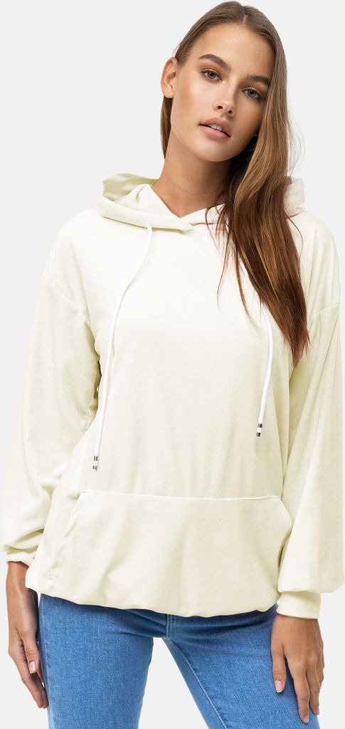 enflame Damen Oversized Hoodie Kleid Long Basic Kapuzen Pullover Nicki Velours Größe: S