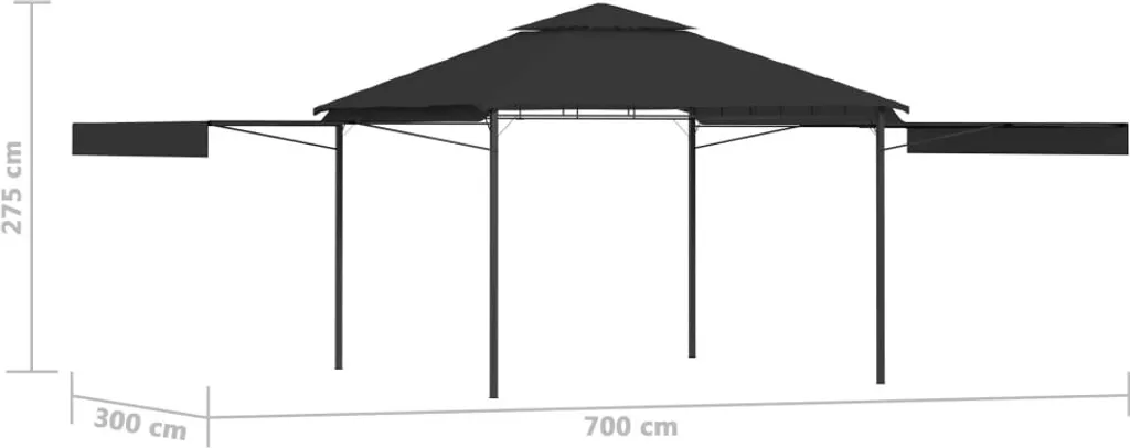 Tonnelle de Jardin avec Toit Double Extensible 3x3m en Polyester 180g - 12