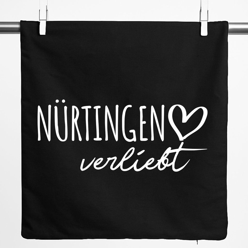 Huuraa Kissenbezug Nürtingen verliebt Geschenk 40x40cm Black Baumwolle Nürtingen Präsent
