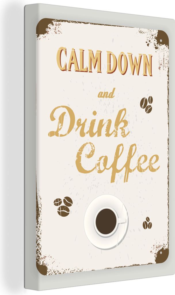 OneMillionCanvasses - Leinwandbilder - 90x140 cm, Eine Illustration eines Barschilds "Kaffee"., Wandbilder Kunstdruck Wanddekoration - Foto auf L...