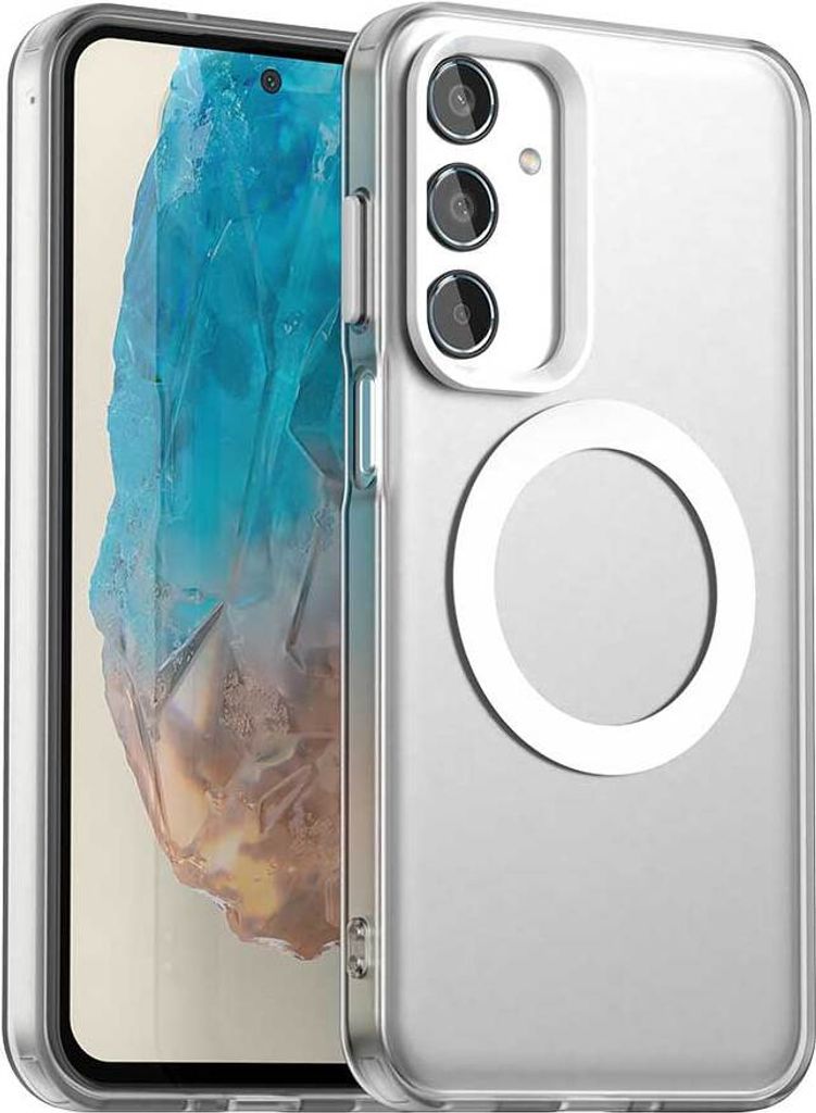 Magnetisch Hülle für Samsung Galaxy M35 5G, Schlank Durchscheinend Matt Stoßfest Handyhülle Weiß