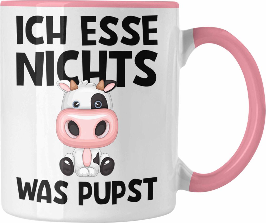 Trendation - Veganer Tasse Geschenk Ich Esse Nichts Was Pupst Vegetarier Vegan Geschenkidee Lustiger Spruch (Rosa)