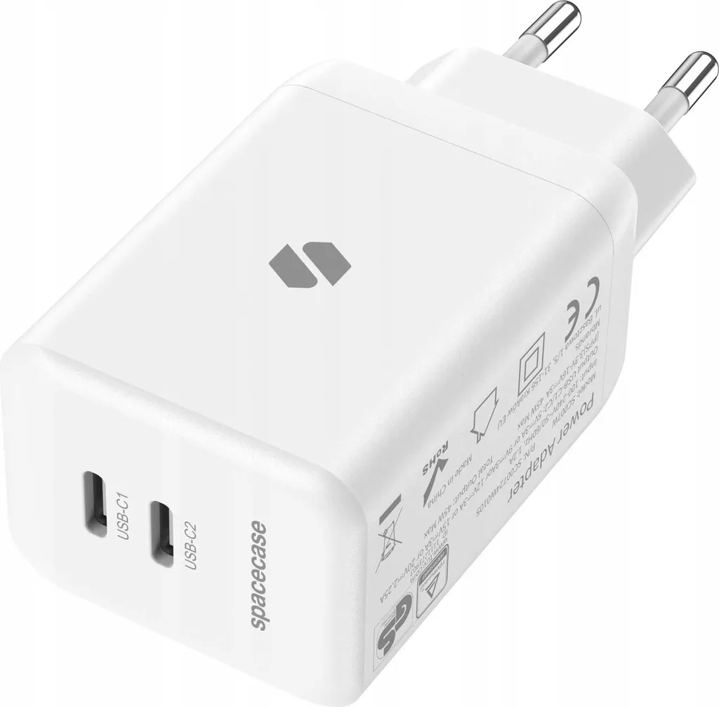 Chargeur USB-C 45W GaN SPACECASE SC007W Blanc - Pack de 2 Unités - 8