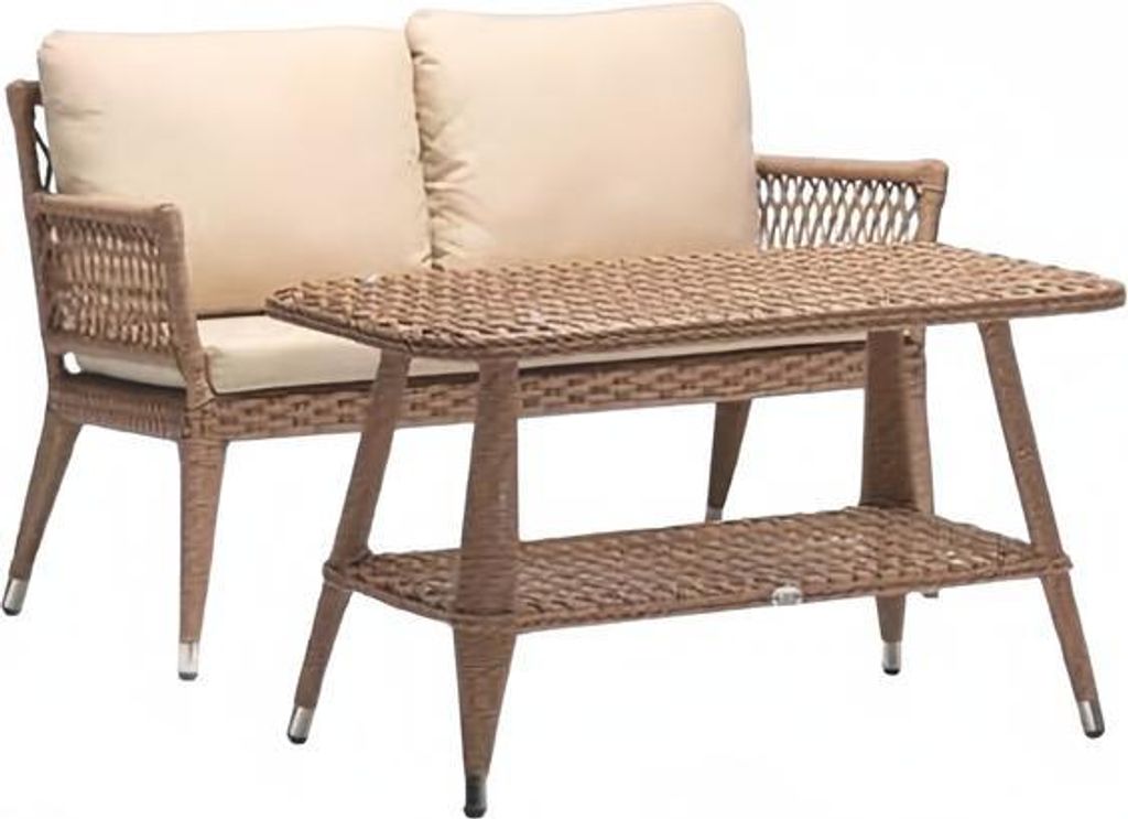 Sofa 3 Sitzer Couchtisch Garnitur Sofas Dreisitzer Rattan Tisch Luxus Modern