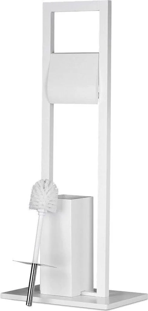 Ensemble accessoires salle de bains blanc 82x36x21 cm en bambou naturel