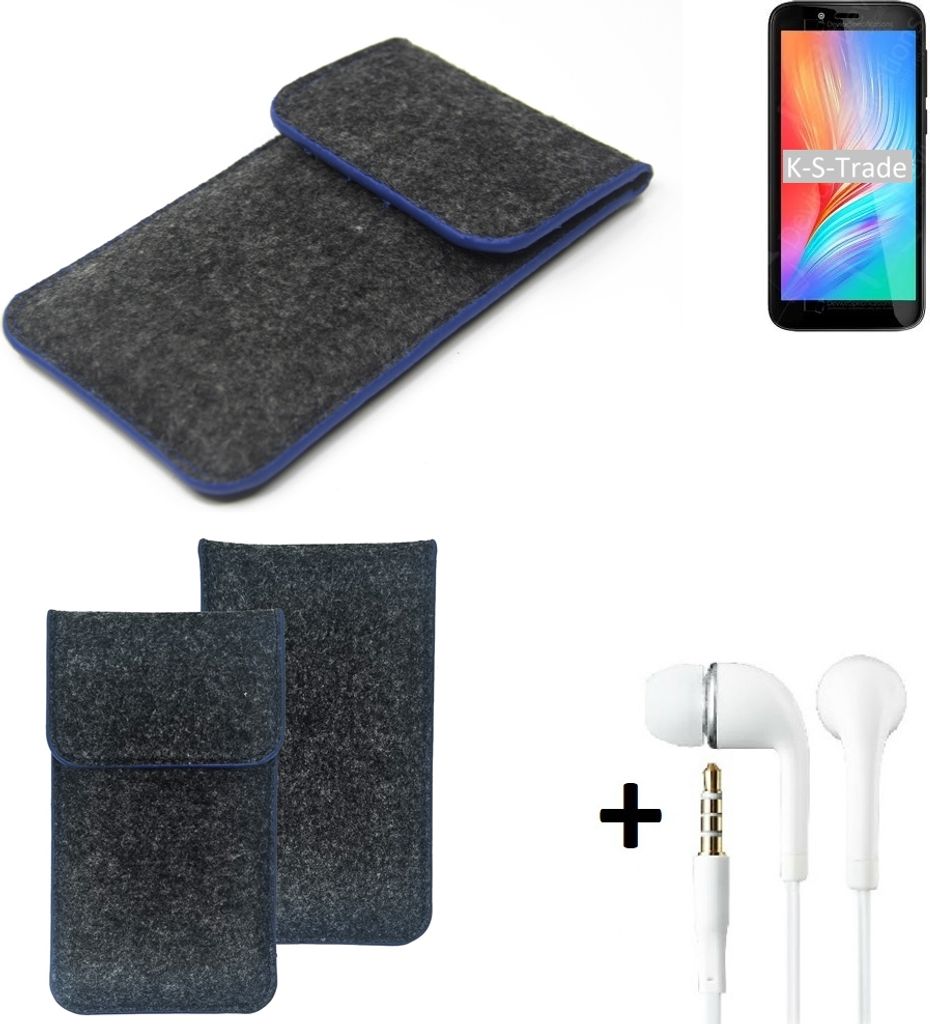 K-S-Trade Handy Schutz Hülle kompatibel mit Gigaset GS3 Schutzhülle Handyhülle Filztasche Pouch Tasche Case Sleeve Filzhülle dunkelgrau, blauer