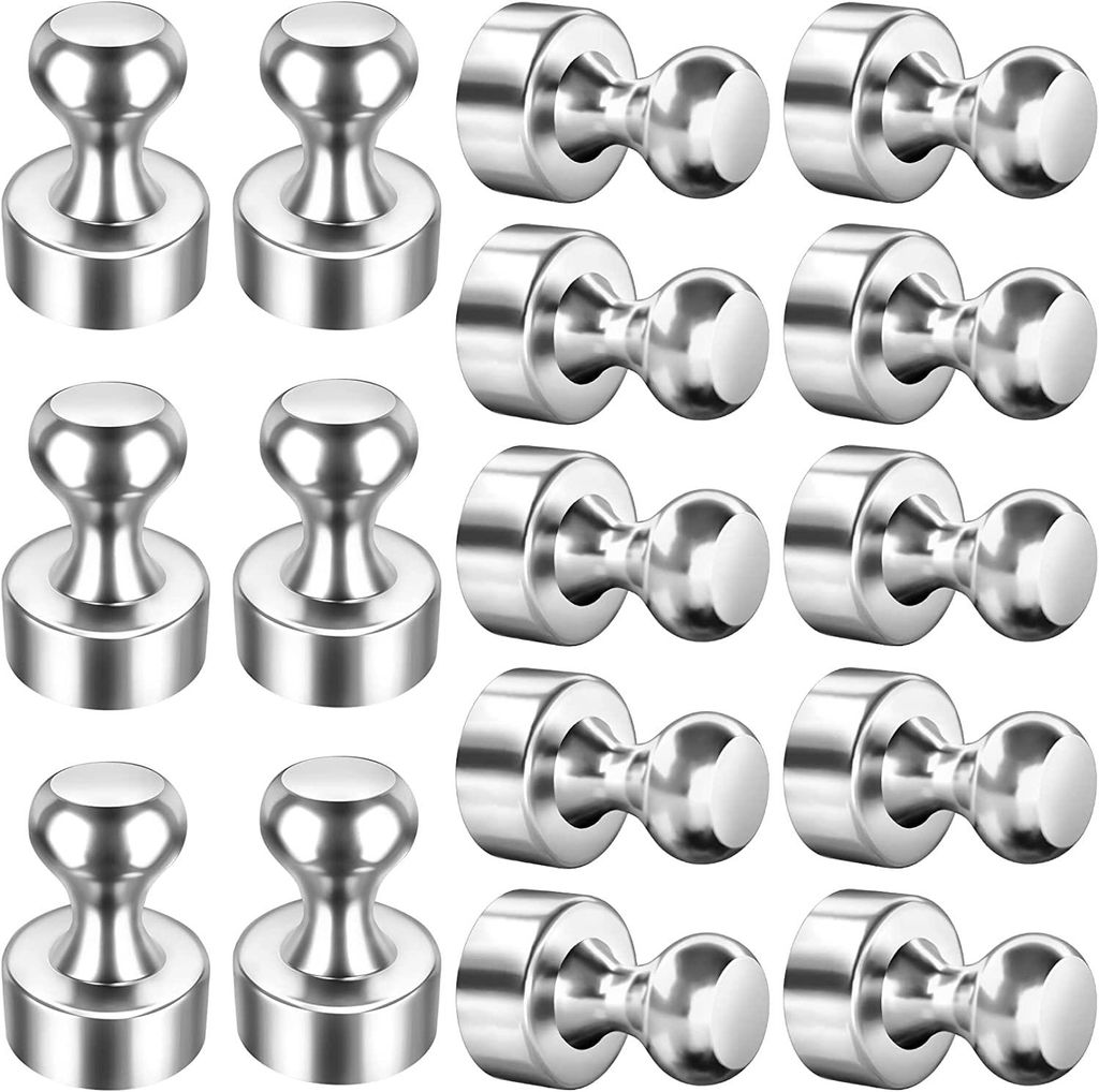 16 silberne Magnete für Kühlschränke, extra starke Neodym-Magnete, Reißzwecken für Whiteboards, Magnettafeln, Mini-Magnete als Kühlschrankmag...