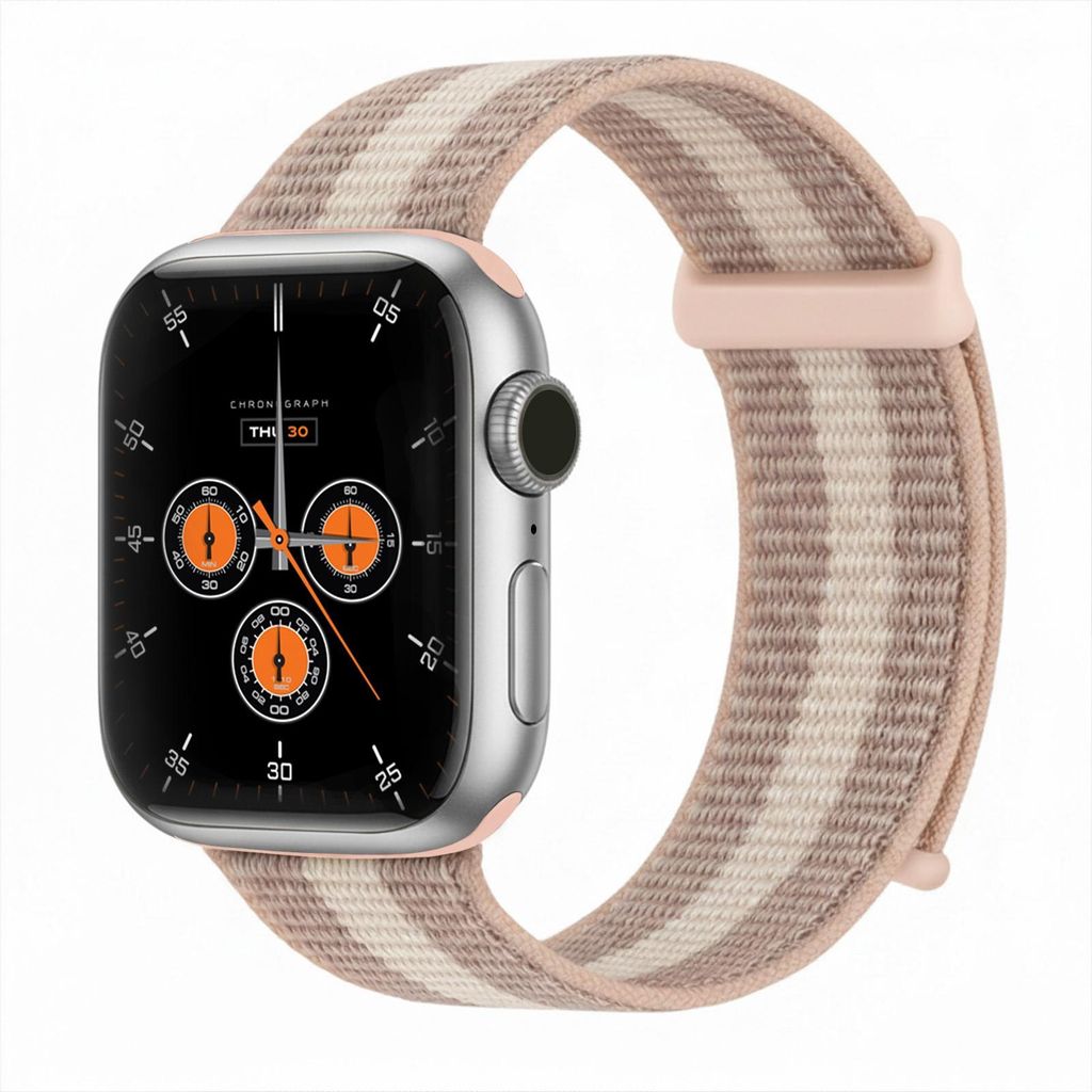 Smartwatch Armband für Apple Watch Series 2 42mm Nylon Textil Band Ersatzband Wechselband Klettverschluss flexibel atmungsaktiv Rosa