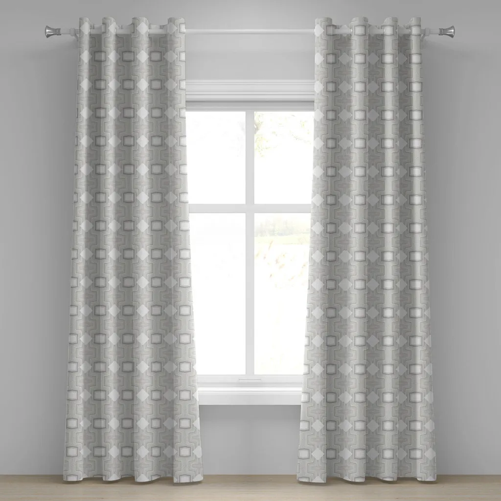 Rideau à œillets abstrait ABAKUHAUS motif futuriste 280 x 175 cm gris