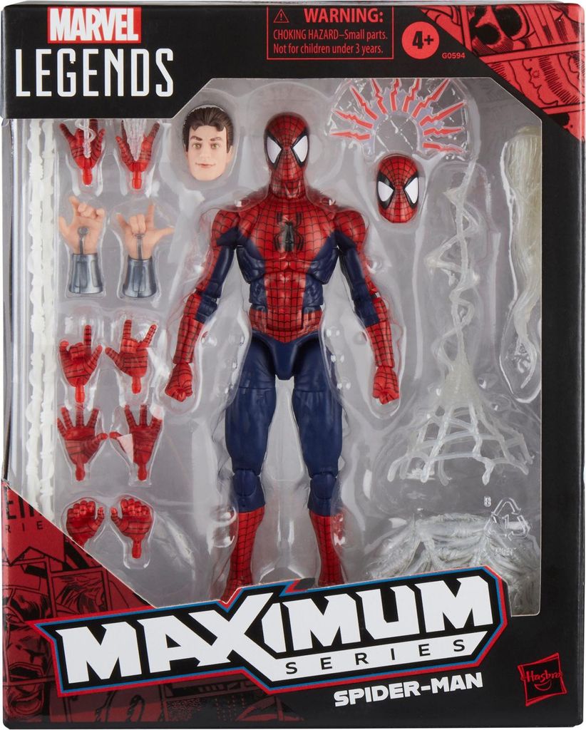 A Spider-Man action figure in its retail packaging.