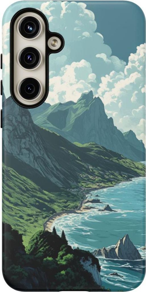 Berg- und Meeresblick – Handyhülle Kompatibel mit Galaxy S24 Plus
