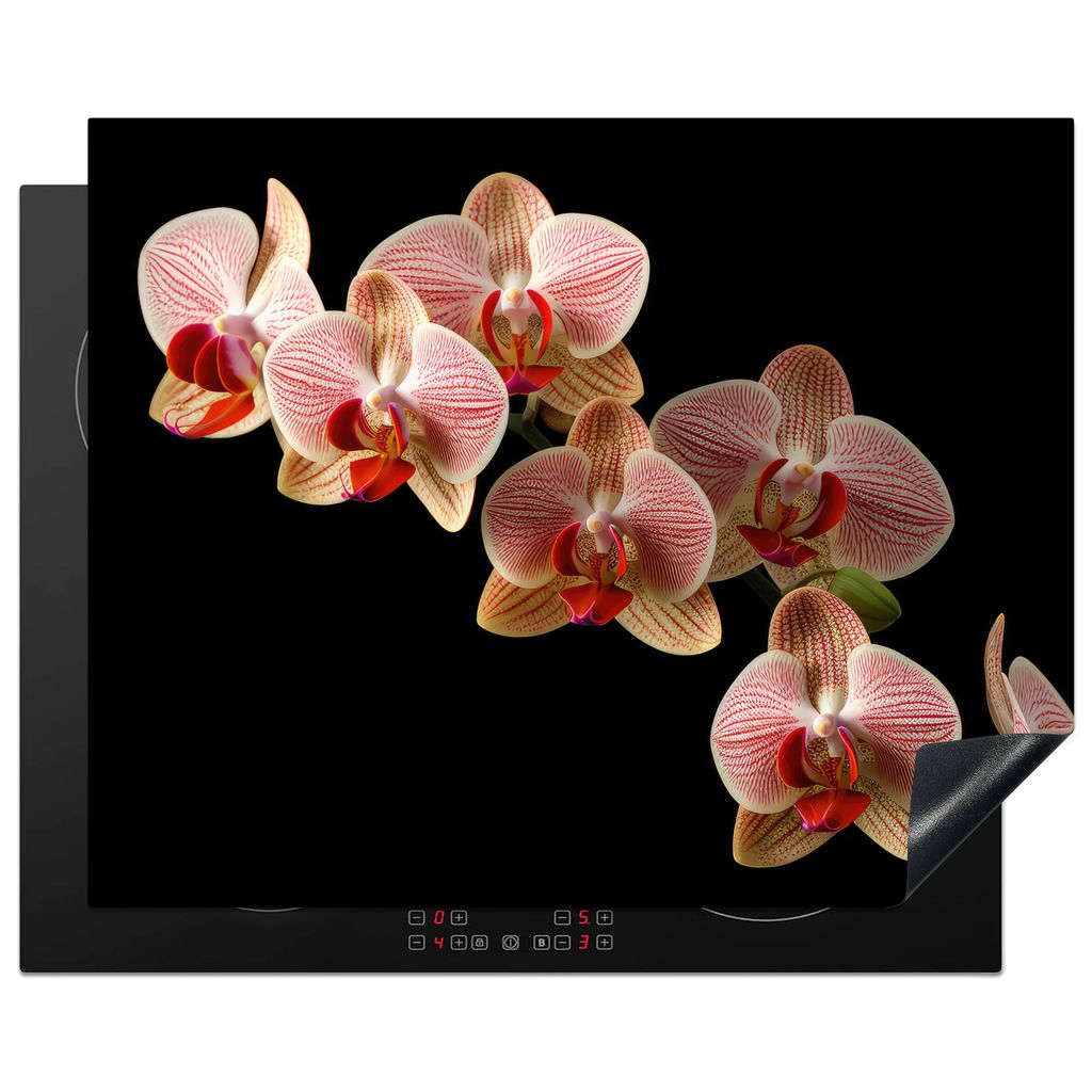 KitchenYeah Herdabdeckplatte Blumen - Orchidee - Rosa - Botanisch - Natur , 65x52cm, Küche Deko, Glaskeramikkochfeld Herdabdeckung, Abdeckplatte...