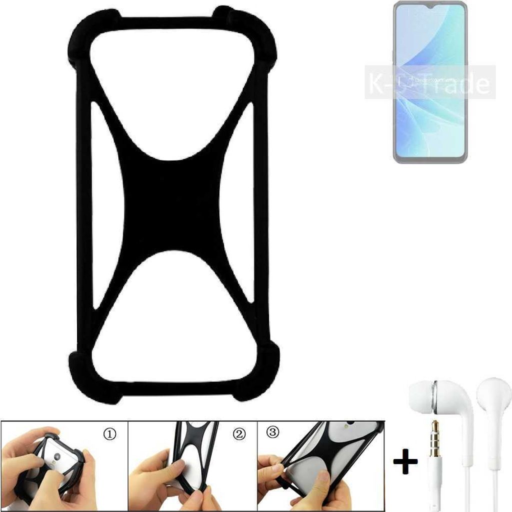 K-S-Trade Handy-Hülle + headphones kompatibel mit Oppo A57 Schutz-Hülle Bumper Silikon Cover Case Silikoncase Silikonbumper TPU Softcase Smartphone,
