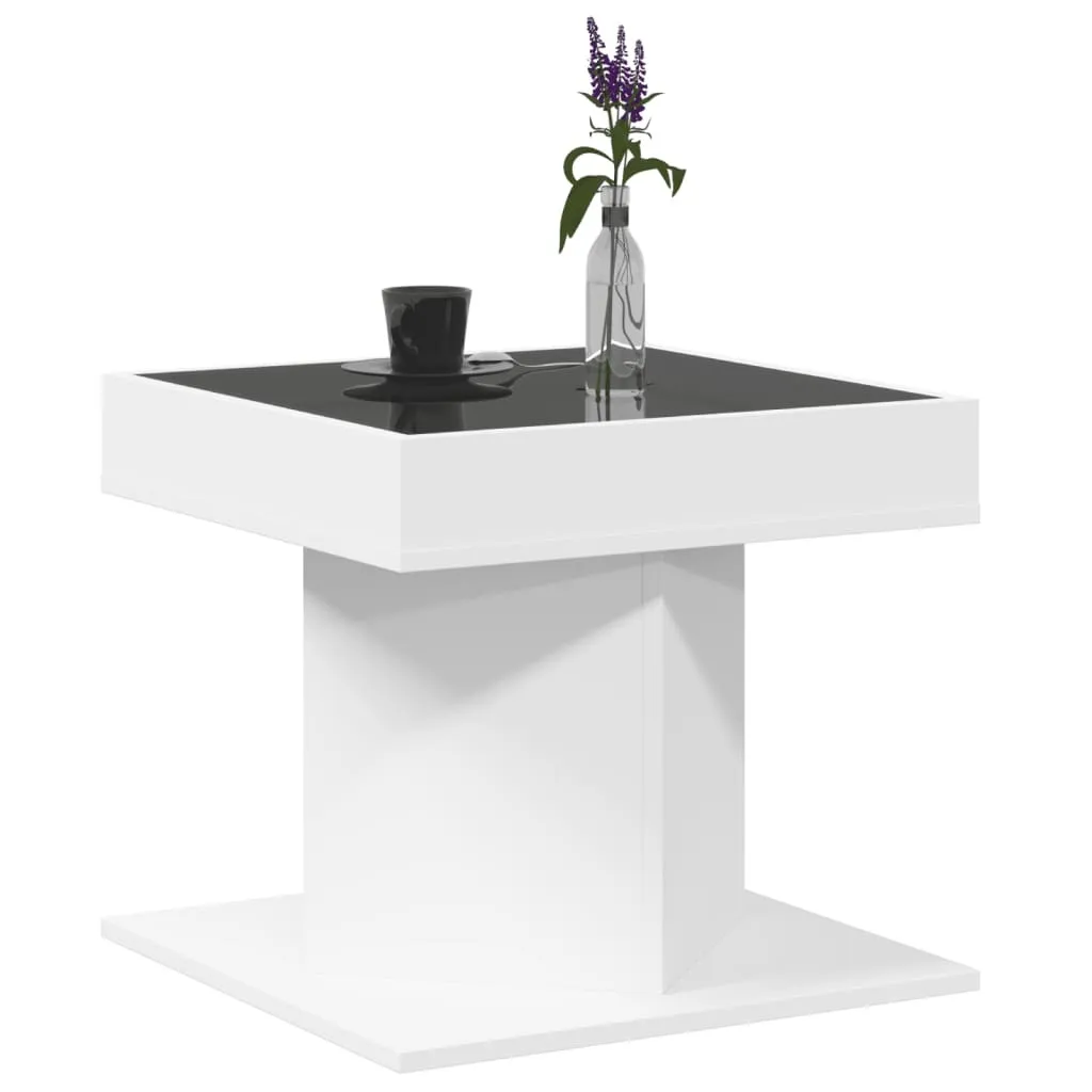 Tavolino vidaXL Bianco con Luci LED | Mobile Living 50x50x45 cm - 5
