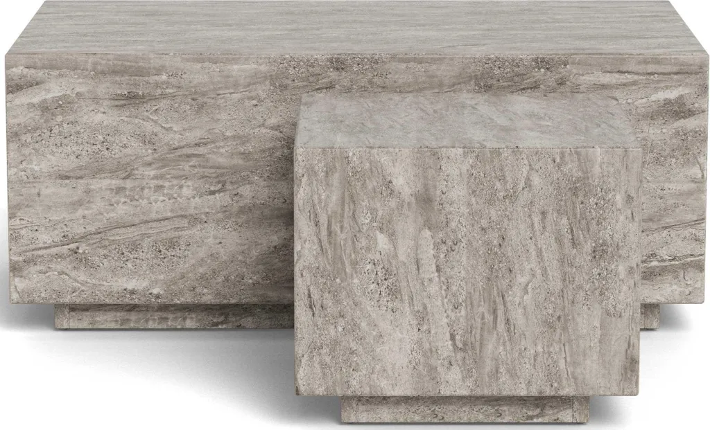 Dice table basse jeu de 2 pcs en marbre gris véritable au design chic - 10