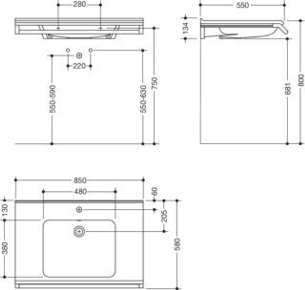 HEWI 950.13.302 Waschtisch S-Form, modular