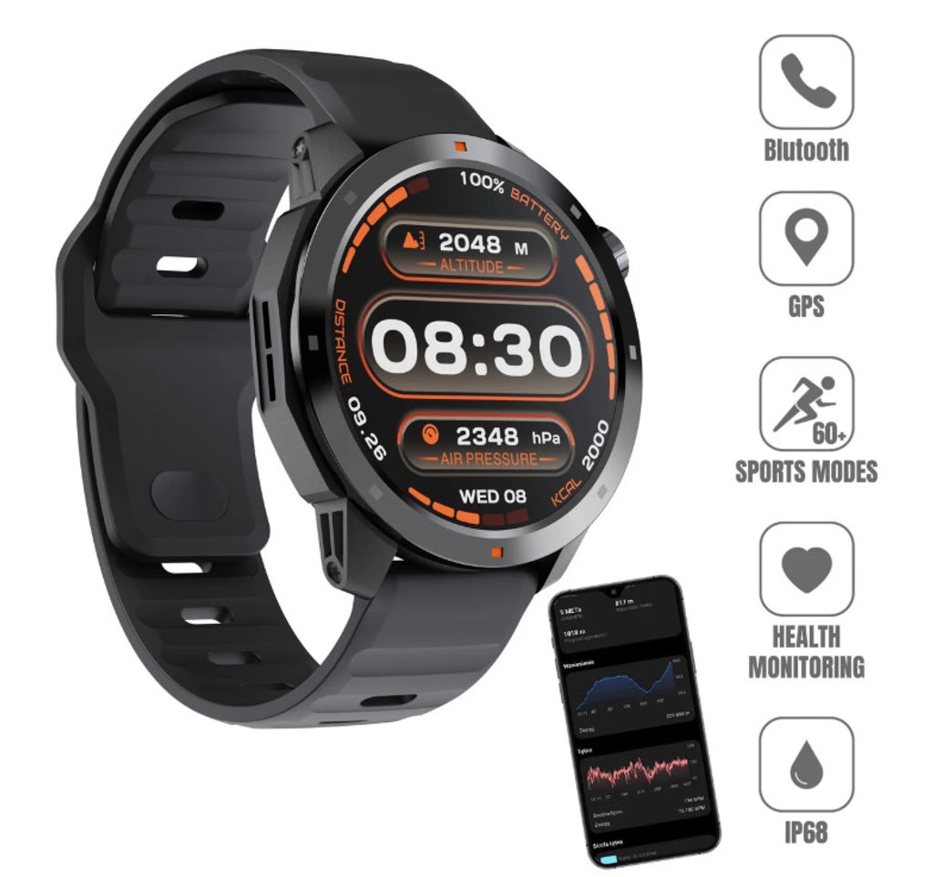 Smartwatch Kiano Watch Xtreme, Wbudowany GPS, IP68, Zdjęcie produktu 