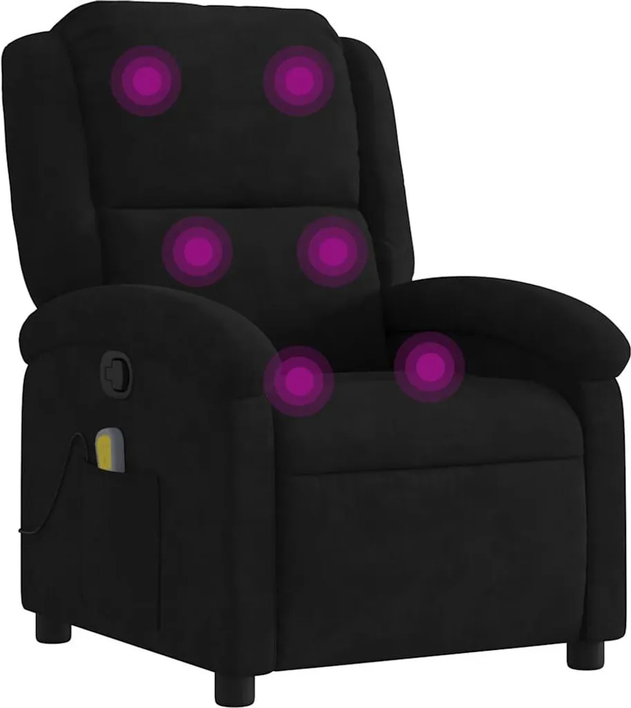 Fauteuil de Massage Relaxant en Velours Noir - vidaXL - Confort Moderne