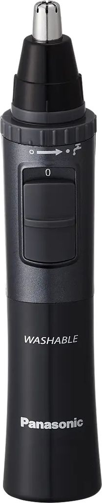 A black Panasonic nose and ear trimmer is shown against a white background.