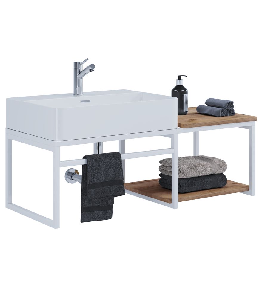 2pcs Lavabo Meubles de salle de bains Ensemble Évier Bois Image du produit 