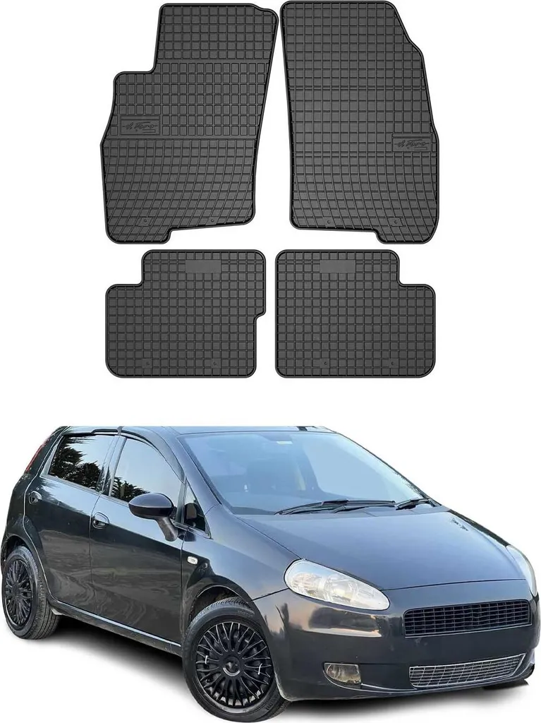 2005-2012 Fiat Grande Punto tappetini in gomma nera 4 pz