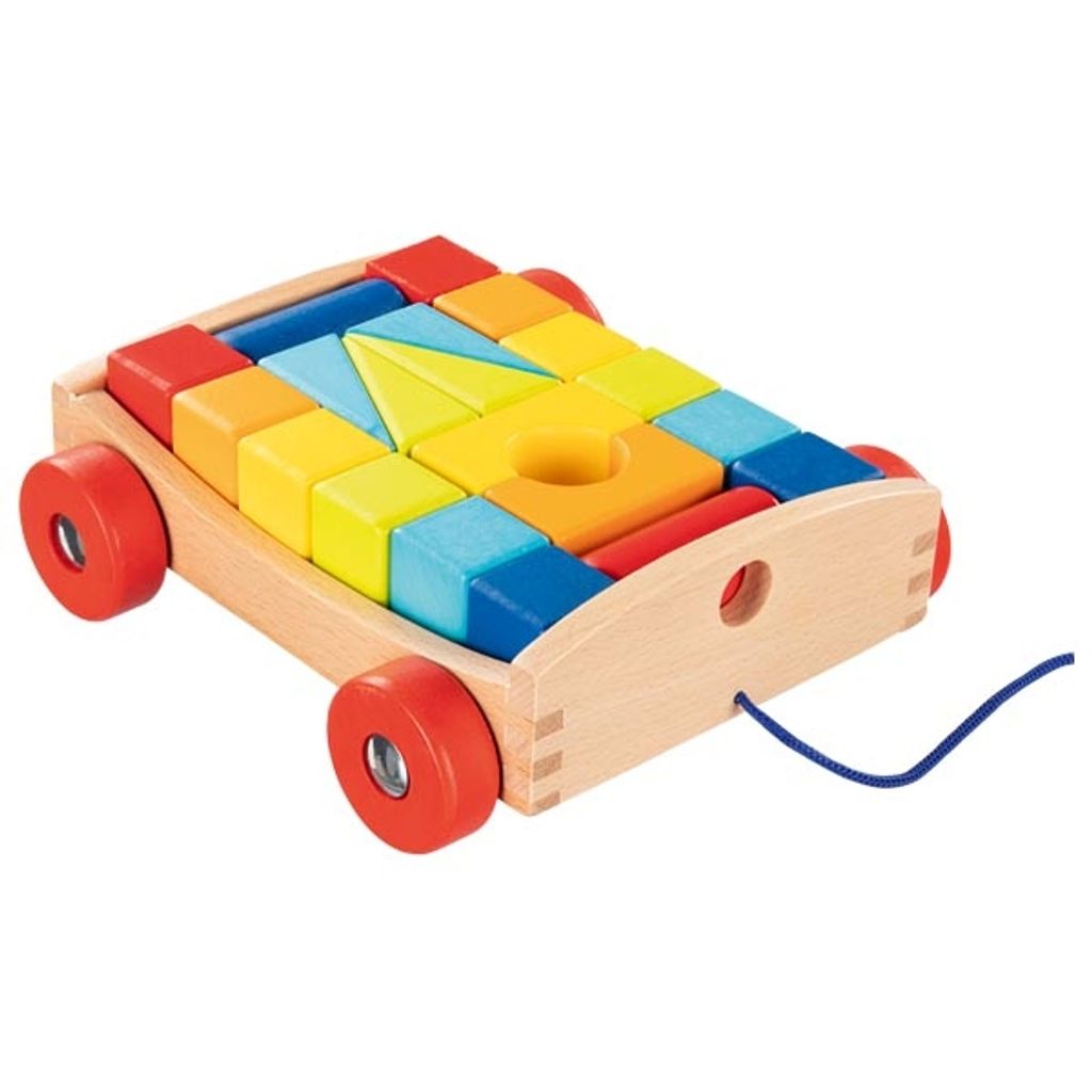 Goki Pull-along cart with 20 building blocks, 2 Jahr(e), 21 Stück(e), Holz