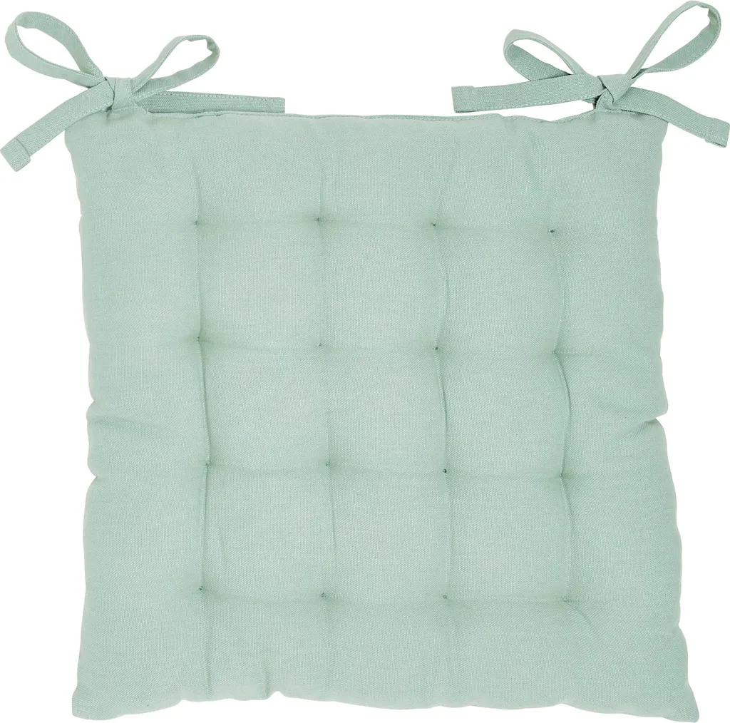 Coussin de chaise cuisine COMFORT sauge en coton noué de 38 x 38 cm