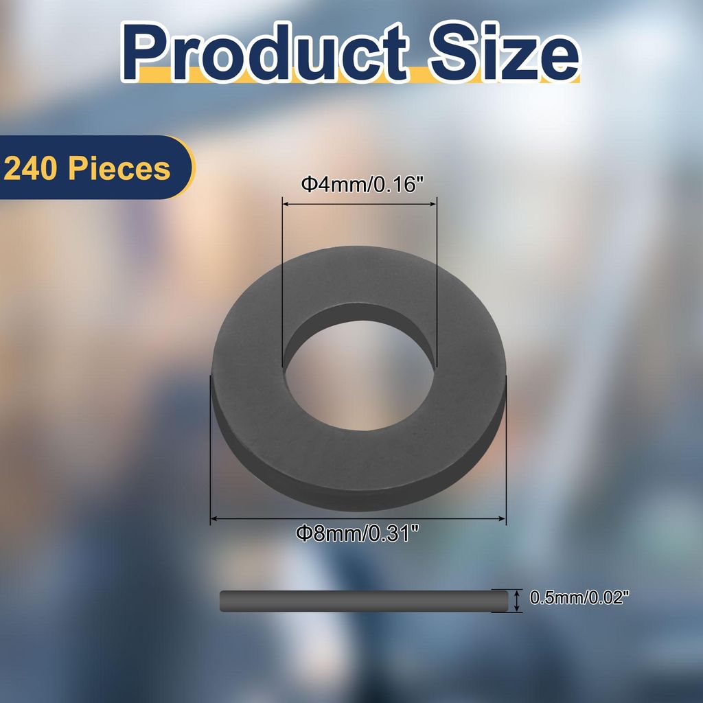 240 Stš¹ck M4 PVC Flachdichtungen 4mm ID 8mm OD 0,5mm dick Unterlegscheiben Dichtungsscheiben Kunststoff Dichtung Ring Wasserhahn Dichtungen, Sch...