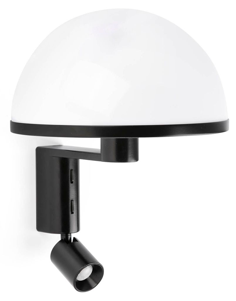 DOME Wandleuchte schwarz mit LED-Leselicht