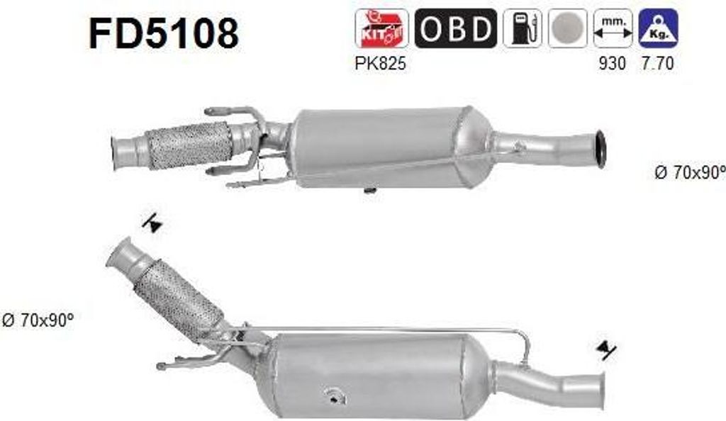 AS FD5108 Ruß-/Partikelfilter, Abgasanlage OE 1606426880 kompatibel mit C4, DS5, 5008