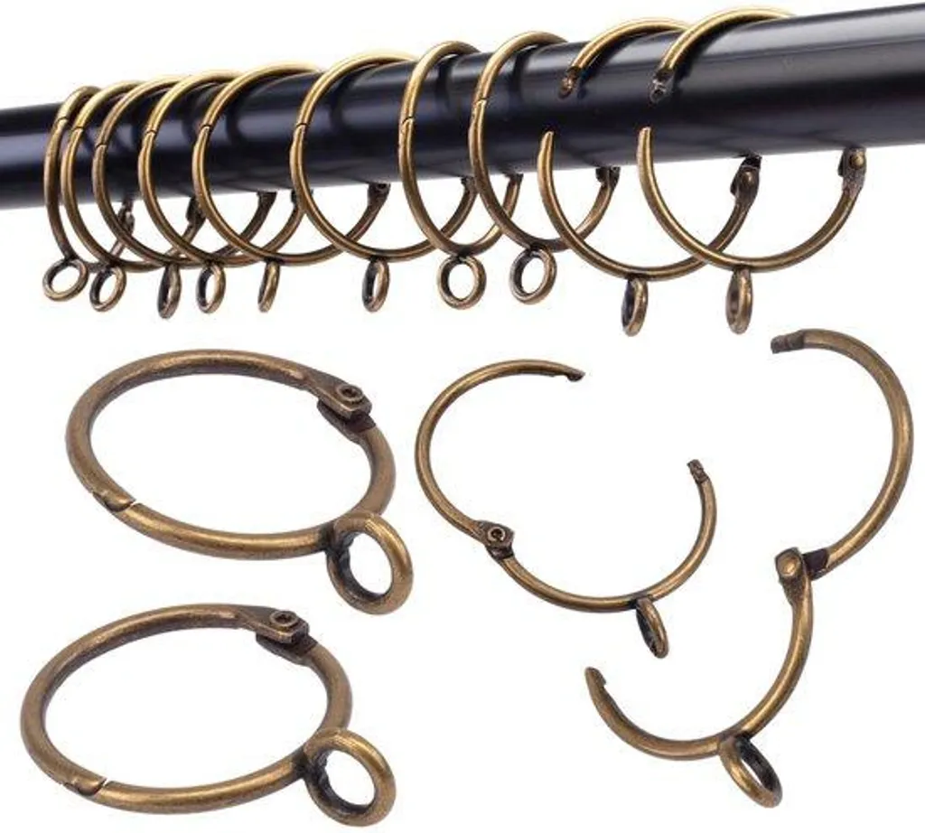 Anneaux pour rideaux coulissants bronze 5,1 cm - Anneaux articulés pour barre