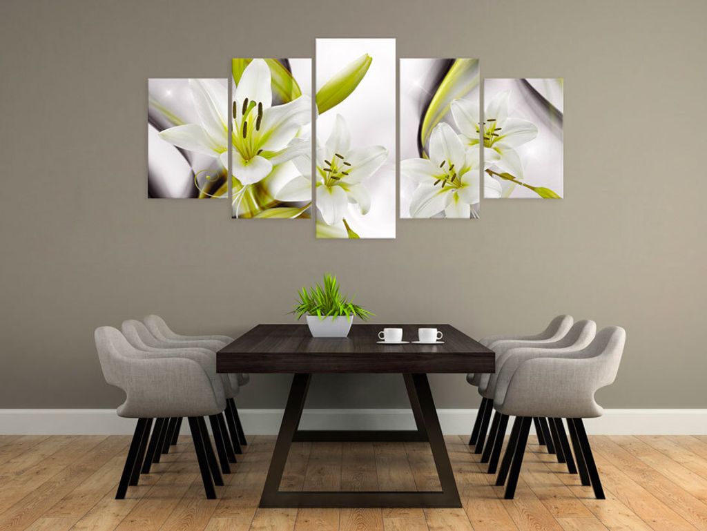 Akustikbild Blumen Lilien 200x100 cm Bilder Akustikschaum Hochleistungsschallabsorber Schallschutz Leinwand 5 tlg Wandbild Raumakustik Schalldämmu...